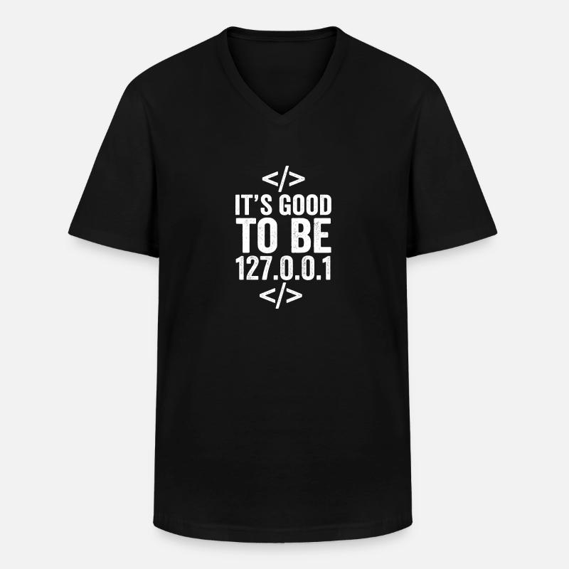 Programmeur localhost - T-shirt col V Homme - noir