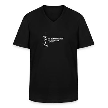 Glauben | Christliche Klamotten | Faith - Männer-T-Shirt mit V-Ausschnitt - Schwarz - Vorne - AI Model Male 178 dark (178cm)
