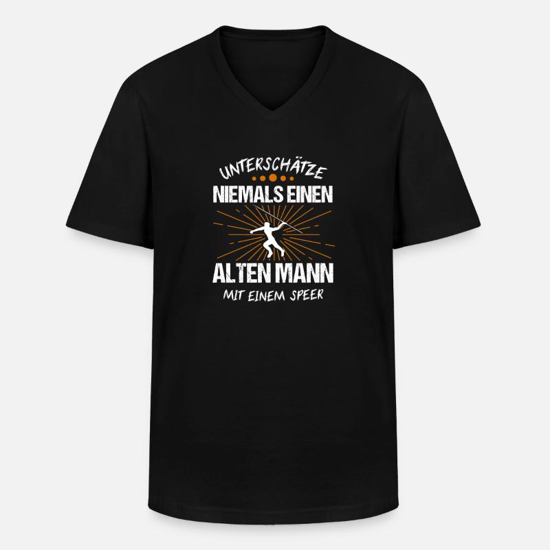 Speerwurf Speerwerfer Speer Geschenk - Männer-T-Shirt mit V-Ausschnitt - Schwarz