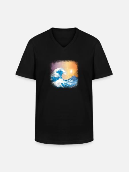 Grote golf van Kanagawa Japan Japanse golf - Klassiek mannen T-shirt met V-hals - zwart