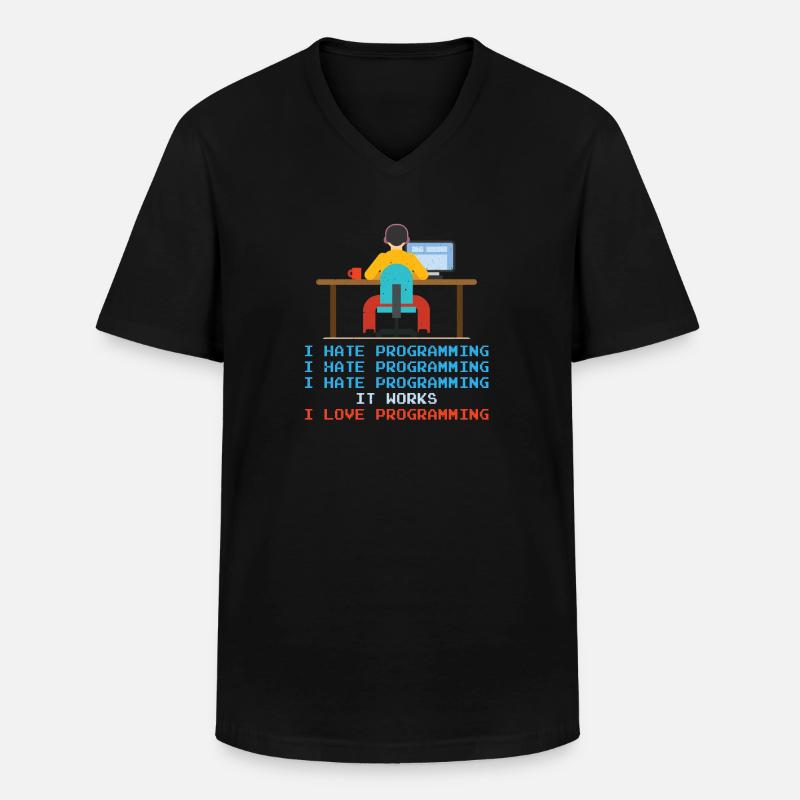 Programmer - I Hate Programming - Men's V-Neck T-Shirt - black