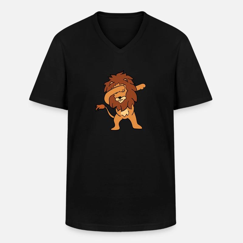 Dabbing Lion - Männer-T-Shirt mit V-Ausschnitt - Schwarz