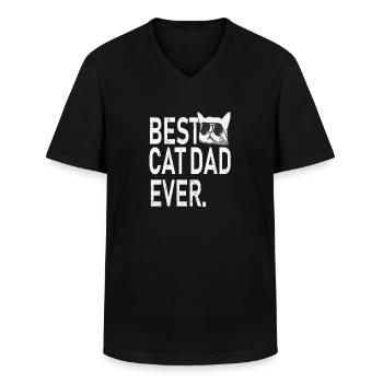 Best cat dad Ever - Männer-T-Shirt mit V-Ausschnitt - Schwarz - Vorne - AI Model Male 178 dark (178cm)