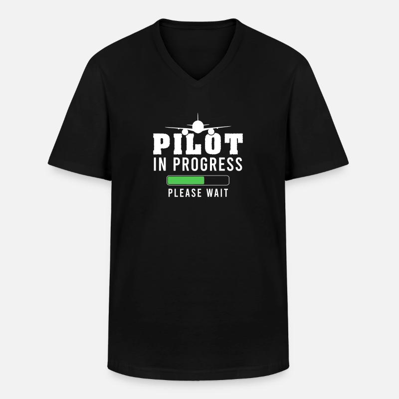 Pilot in Ausbildung - Männer-T-Shirt mit V-Ausschnitt - Schwarz