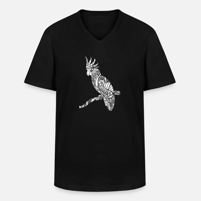 Kakadu Kakadu Blumenmuster - Männer-T-Shirt mit V-Ausschnitt - Schwarz