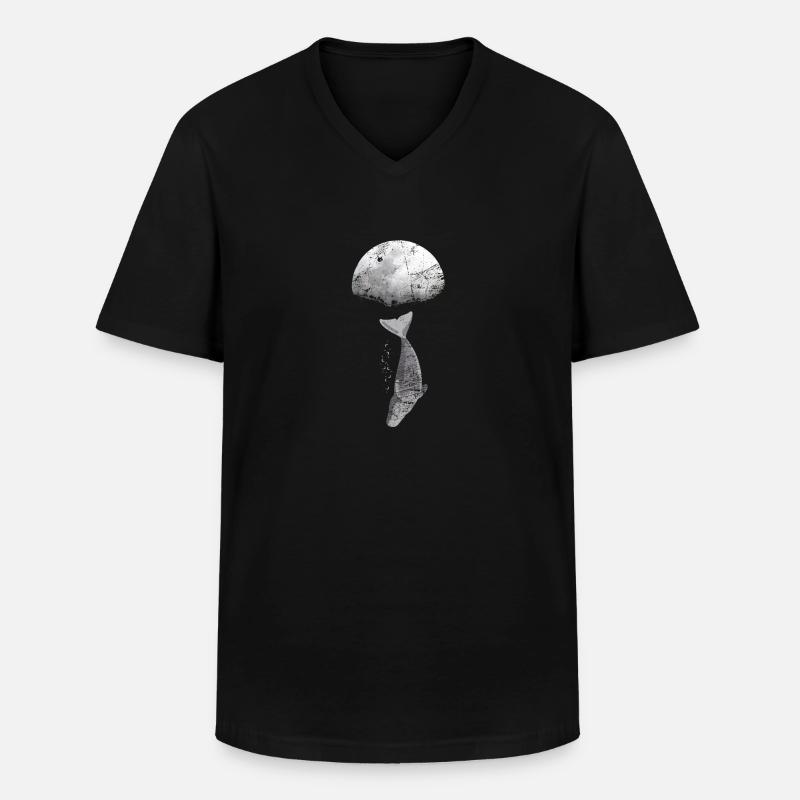 Wal Blauwal Pottwal Evolution - Männer-T-Shirt mit V-Ausschnitt - Schwarz