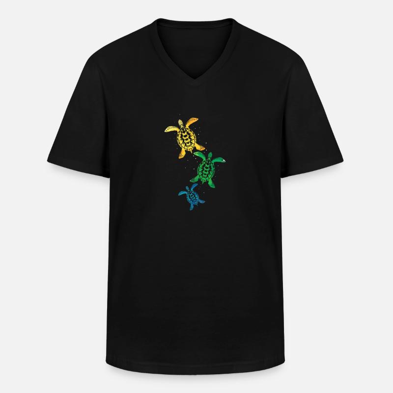 Schildkröte - Männer-T-Shirt mit V-Ausschnitt - Schwarz