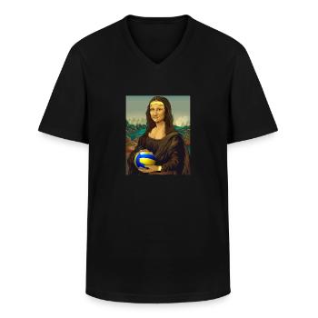 Mona Lisa Volleyball Leonardo Da Vinci Volley - T-shirt col V Homme - noir - Devant - AI Model Male 178 dark (178cm)