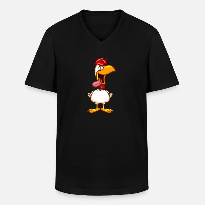 Verrücktes Huhn - Männer-T-Shirt mit V-Ausschnitt - Schwarz