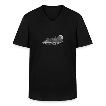 Otter marten - Men's V-Neck T-Shirt - black - Front - AI Model Male 178 dark (178cm)