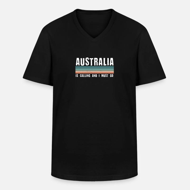 Australien - Männer-T-Shirt mit V-Ausschnitt - Schwarz