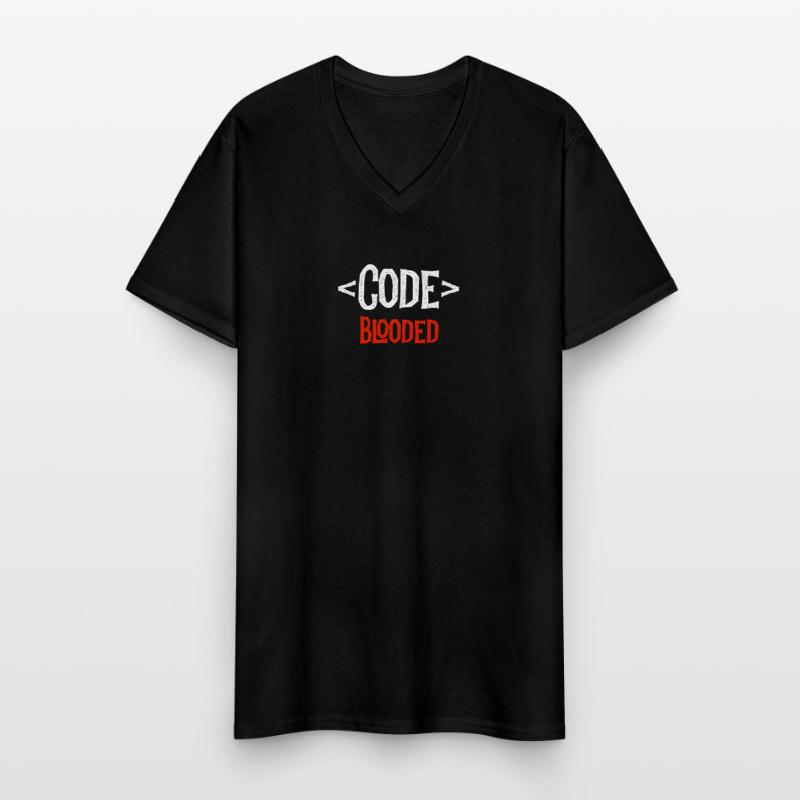 Entwickler-Shirt - Code Blooded - Coding Coder Männer-T-Shirt mit V-Ausschnitt