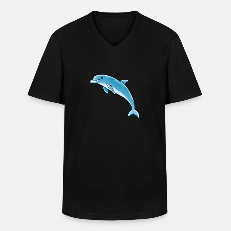 Delfin - Männer-T-Shirt mit V-Ausschnitt - Schwarz