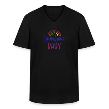 Bébé arc-en-ciel - T-shirt col V Homme - noir - Devant - AI Model Male 178 dark (178cm)