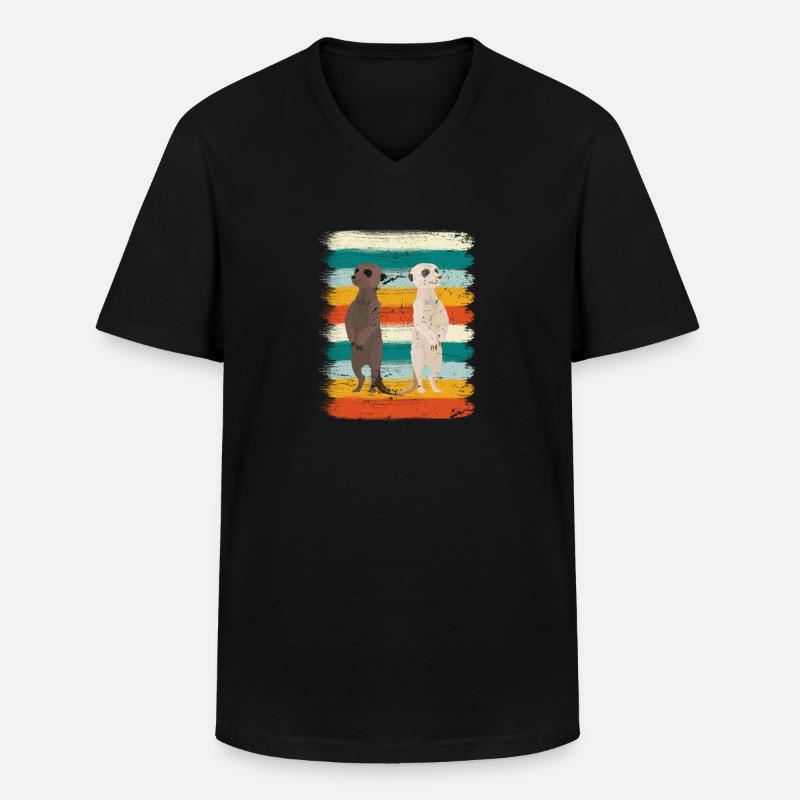 Retro Erdmännchen - Männer-T-Shirt mit V-Ausschnitt - Schwarz