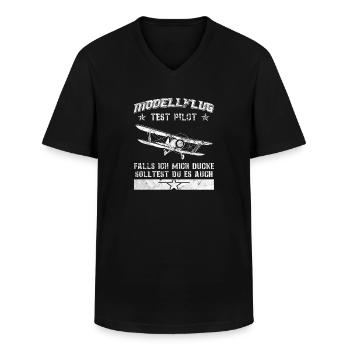 Modellflug Piloten Flugzeug Flieger Hbschrauber Sp - Männer-T-Shirt mit V-Ausschnitt - Schwarz - Vorne - AI Model Male 178 dark (178cm)