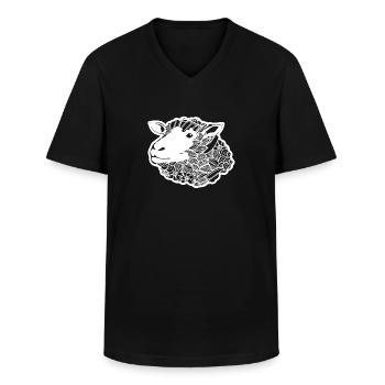 Schaf Schaf Blumenmuster - Männer-T-Shirt mit V-Ausschnitt - Schwarz - Vorne - AI Model Male 178 dark (178cm)