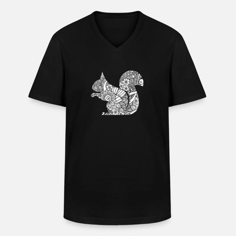 Eichhörnchen Eichhörnchen Blumenmuster - Männer-T-Shirt mit V-Ausschnitt - Schwarz