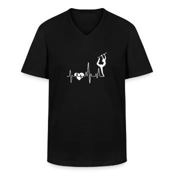 Baton twirling Baton twirling Heartbeat - Men's V-Neck T-Shirt - black - Front - AI Model Male 178 dark (178cm)
