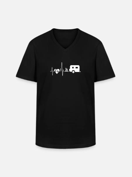 Camping Camping Heartbeat - Men's V-Neck T-Shirt - black