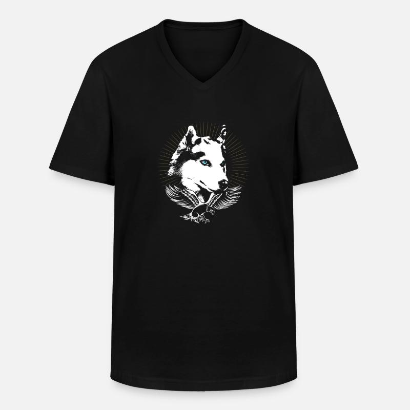 Husky - Männer-T-Shirt mit V-Ausschnitt - Schwarz