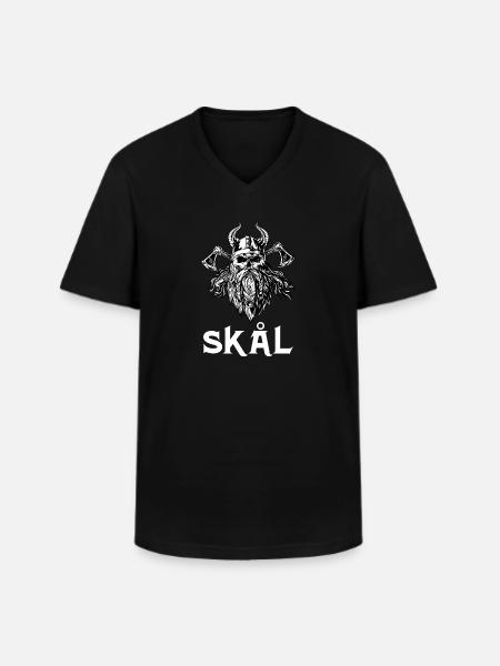 Skal Skol Viking toast Met - Men's V-Neck T-Shirt - black