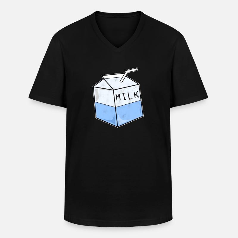 Milch Milchpackung - Männer-T-Shirt mit V-Ausschnitt - Schwarz