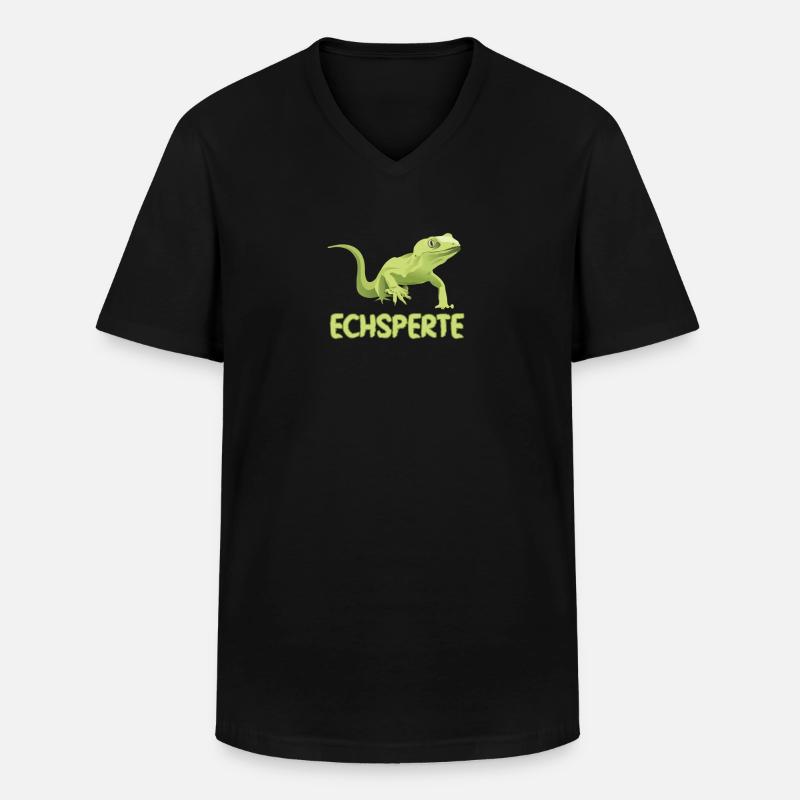 Echsperte Echse Experte Gecko Reptil - Männer-T-Shirt mit V-Ausschnitt - Schwarz