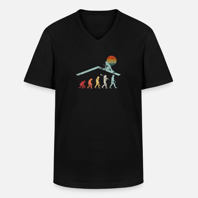 Dachdecker Handwerker Zimmermann Evolution Geschen - Männer-T-Shirt mit V-Ausschnitt - Schwarz