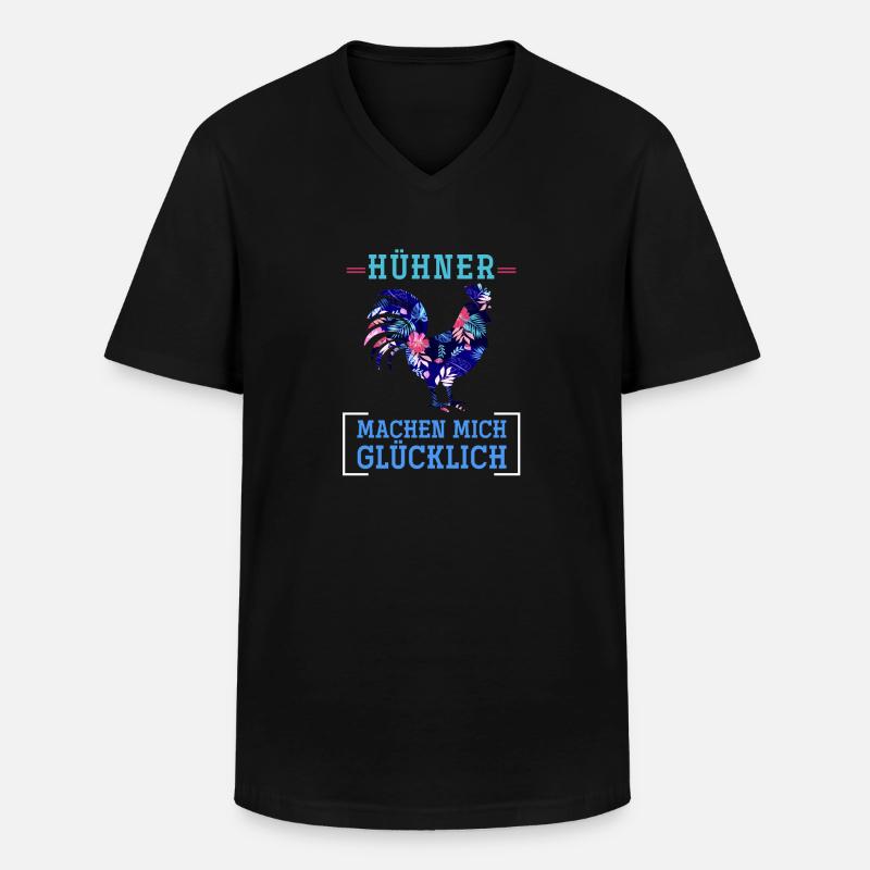 Huhn Ei - Männer-T-Shirt mit V-Ausschnitt - Schwarz