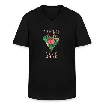 Boisson alcoolisée Flamingo Gang Flamingos Party - T-shirt col V Homme - noir - Devant - AI Model Male 178 dark (178cm)