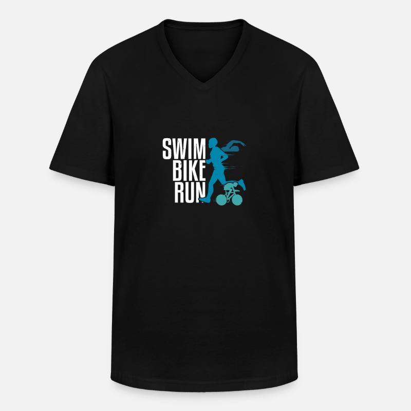 Triathlon - Männer-T-Shirt mit V-Ausschnitt - Schwarz