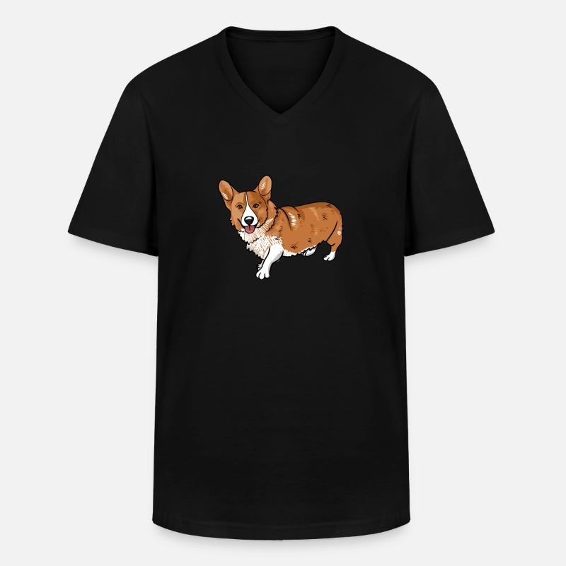 Corgi - Männer-T-Shirt mit V-Ausschnitt - Schwarz