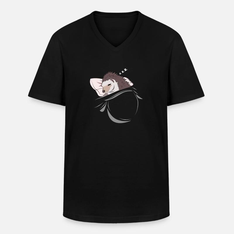 Schlafender und schlumender Igel - Männer-T-Shirt mit V-Ausschnitt - Schwarz