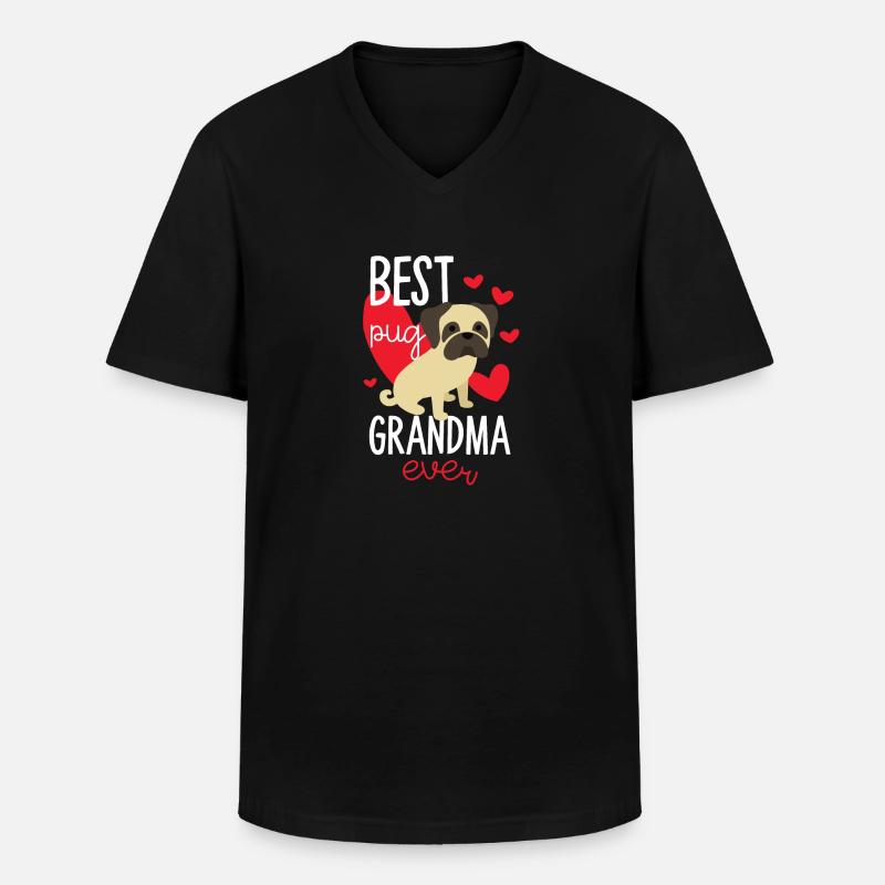 Mops Oma Geschenk - Männer-T-Shirt mit V-Ausschnitt - Schwarz