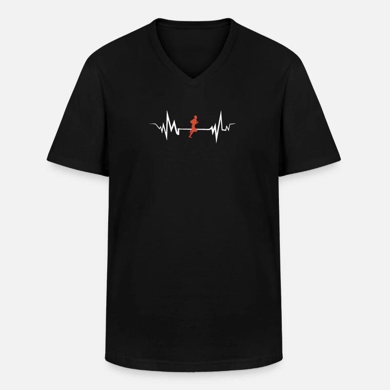 marathon - Männer-T-Shirt mit V-Ausschnitt - Schwarz