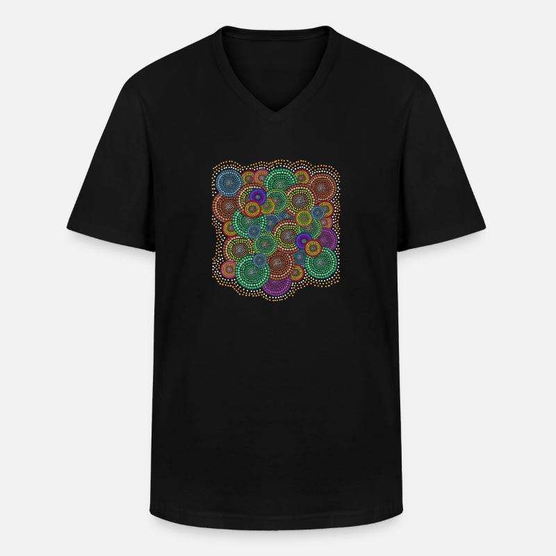 Kunstmuster der Aborigines - Männer-T-Shirt mit V-Ausschnitt - Schwarz