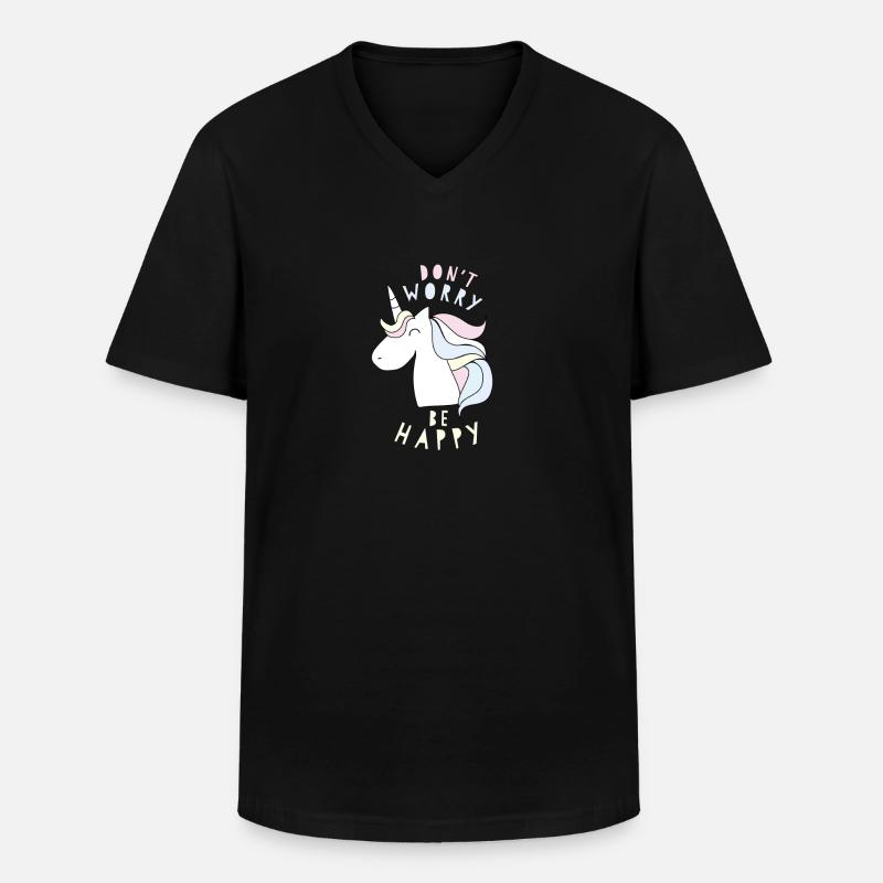 Fröhliches Einhorn Geschenkidee - Männer-T-Shirt mit V-Ausschnitt - Schwarz