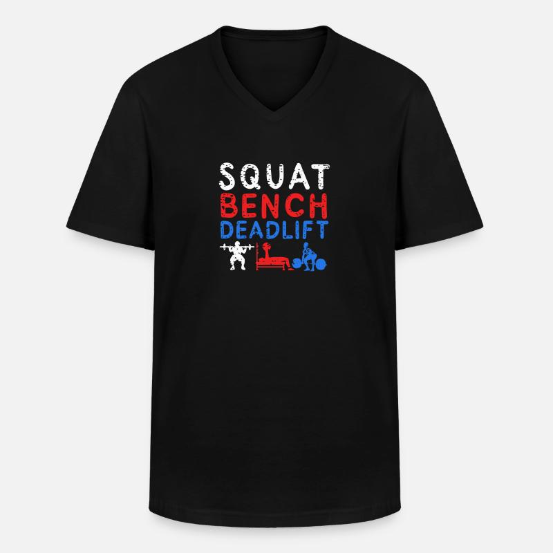 POWERLIFTING: Squat Bench - Männer-T-Shirt mit V-Ausschnitt - Schwarz