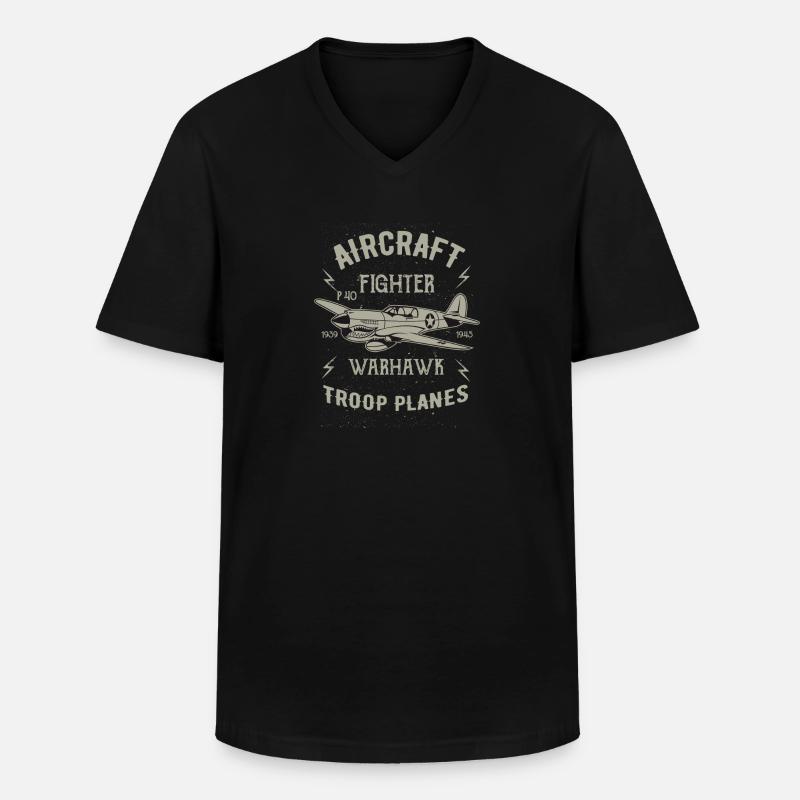 Flugzeug - Männer-T-Shirt mit V-Ausschnitt - Schwarz