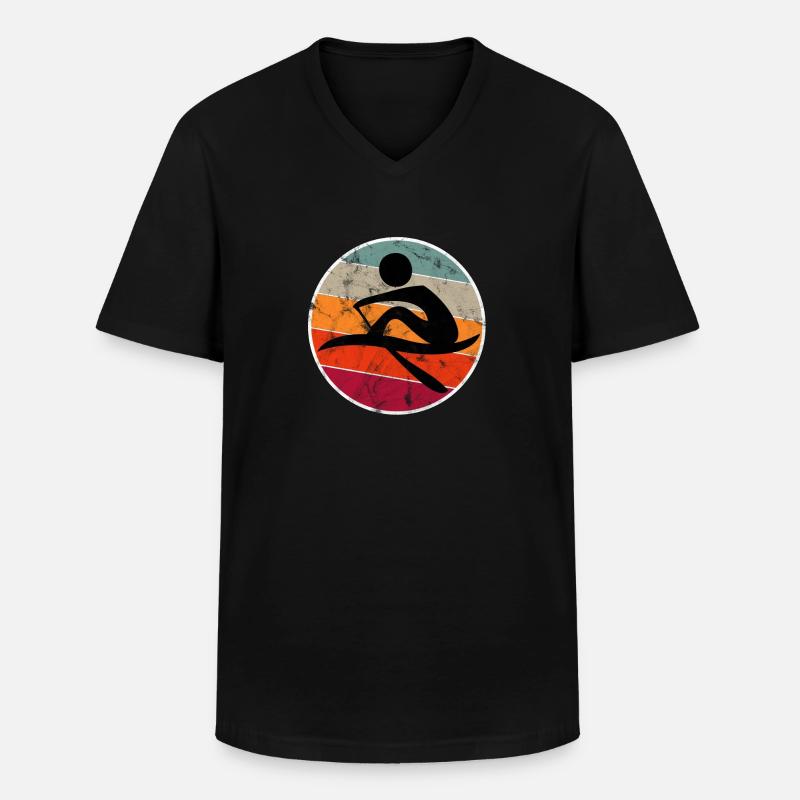 Ruderer Row Retro - Männer-T-Shirt mit V-Ausschnitt - Schwarz