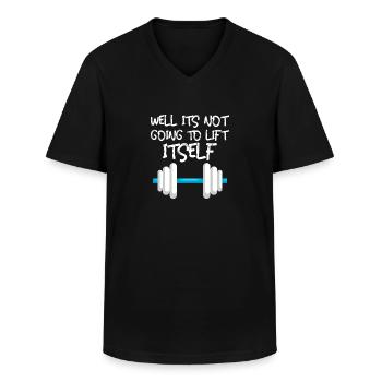 Cadeau de fitness drôle de gymnastique de levage de blague - T-shirt col V Homme - noir - Devant - AI Model Male 178 dark (178cm)