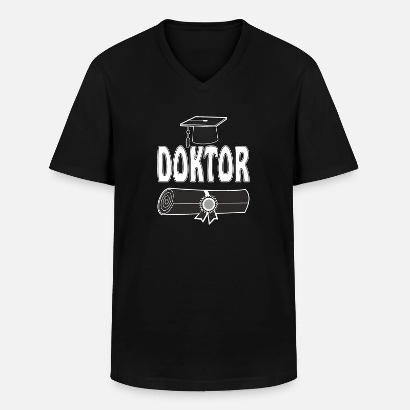 Doktorhut DOKTOR URKUNDE - Männer-T-Shirt mit V-Ausschnitt - Schwarz