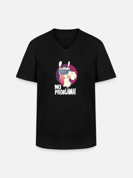 No Problama - Alpaca Llama funny gift motif - Men's V-Neck T-Shirt - black