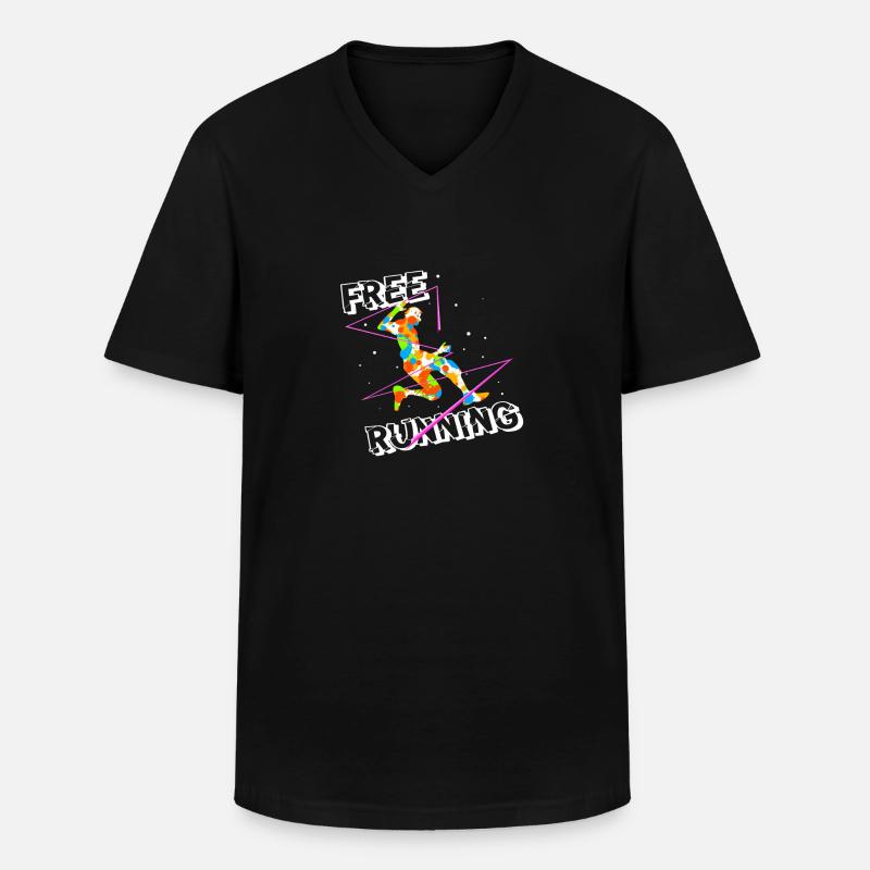 Freerunner - Männer-T-Shirt mit V-Ausschnitt - Schwarz