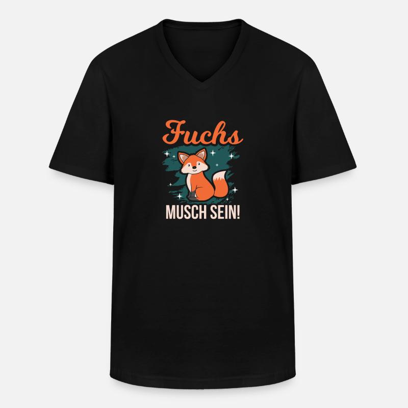 Fuchs - Männer-T-Shirt mit V-Ausschnitt - Schwarz