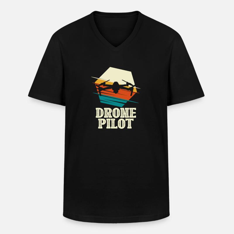 Drone Pilot - Quadcopter Multicopter - Männer-T-Shirt mit V-Ausschnitt - Schwarz