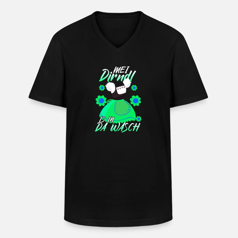 Dirndl Ersatz Wäsche - Männer-T-Shirt mit V-Ausschnitt - Schwarz