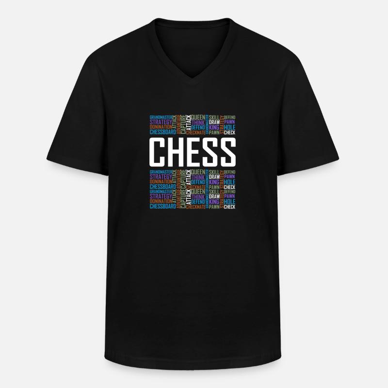 Schachhemd, Schachgeschenke, Schach - Männer-T-Shirt mit V-Ausschnitt - Schwarz
