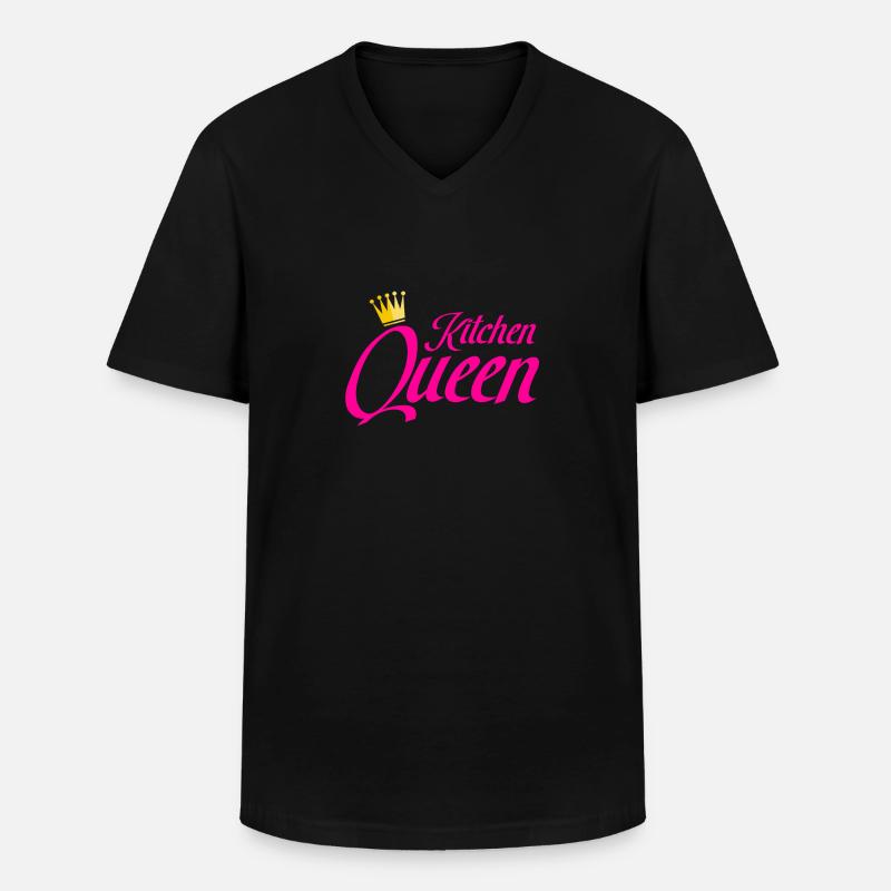 kitchen queen - Männer-T-Shirt mit V-Ausschnitt - Schwarz